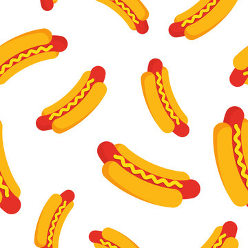 Hot Dog Seamless Pattern