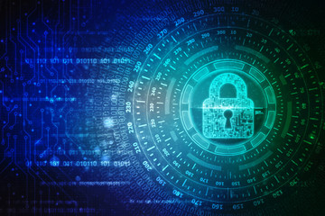 2d illustration Safety concept: Closed Padlock on digital background