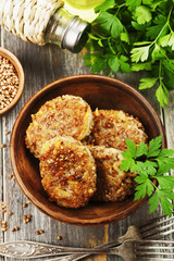 Vegetarian cutlets of  buckwheat