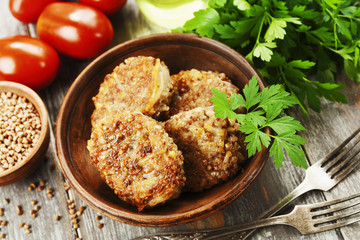 Vegetarian cutlets of  buckwheat