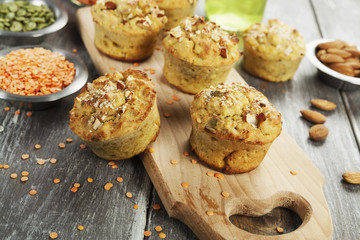 Lentil muffins on the table