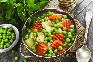 Soup with green peas