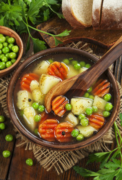 Soup with green peas