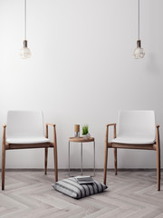 Mockup Poster in the interior, 3D illustration of a modern design