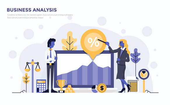 Flat Modern Concept Illustration - Business Analysis