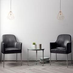 Mockup Poster in the interior, 3D illustration of a modern design