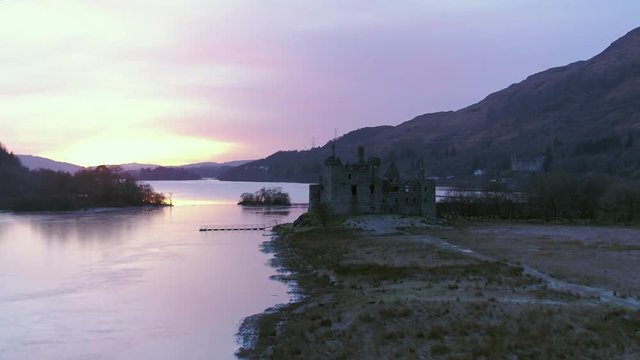The Ruins of Kilchurn Castle an Abandoned and Crumbling Fortress on Loch Awe in Scotland