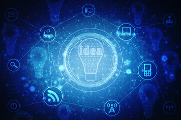 bulb future technology, innovation background, creative idea concept 