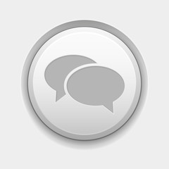 Chat icon. White round 3d button on white background