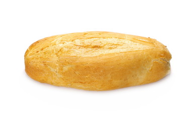 Loaf of wheat bread isolated on white background
