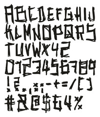 Thin Pen Doodle Extra Bold Freehand Vector Font with Capital Letters, Numbers & Signs