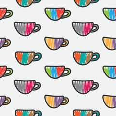 Seamless vector pattern with cup