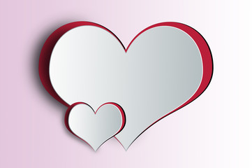 Valentines Day card with paper hearts. Creative love background concept with copy space