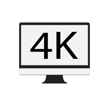computer monitor 4K on white background. computer monitor 4K icon. flat style. display 4K sign.