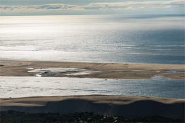 Paysage de mer vu de la dune du Pyla près d'Arcachon en France