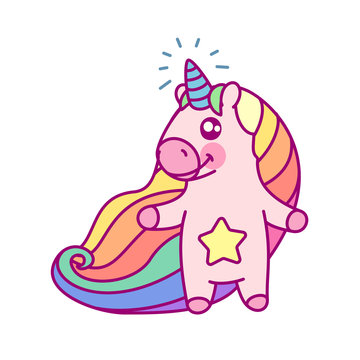 vector rainbow unicorn sticker. 01