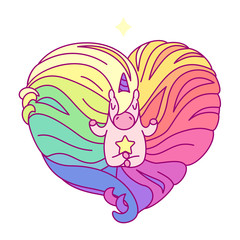 
vector rainbow unicorn sticker. 04