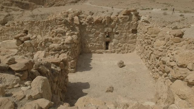 part of the excavated building ruins of the essene community at qumran  near the dead sea in israel
