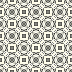 Seamless background with floral patterns, vintage dark patterns on light background