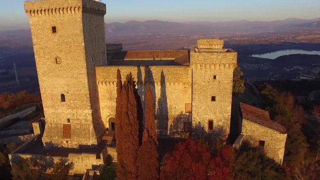 rock of albornoz in umbria italy with a aerial view