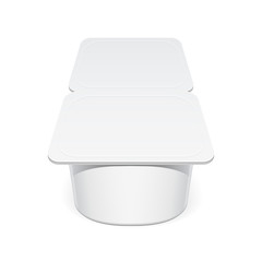 Realistic White plastic container for yogurt,