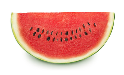 Slice of tasty watermelon on a white background.