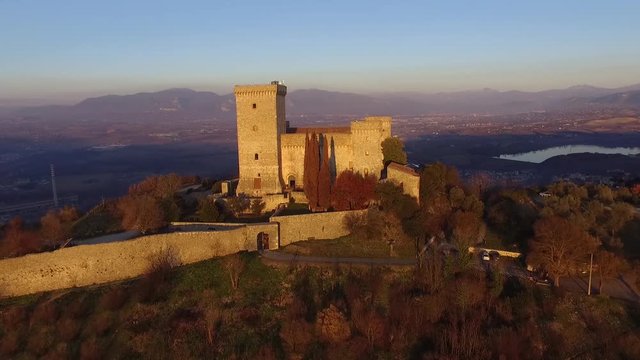 rock of albornoz in umbria italy with a aerial view