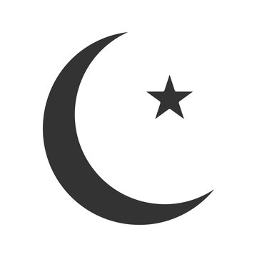 Star and crescent moon glyph icon