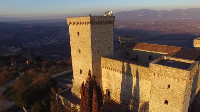 rock of albornoz in umbria italy with a aerial view