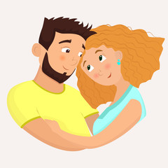 Man and woman in love. St. Valentine's day cartoon vector illustration.
