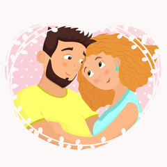 Man and woman in love. St. Valentine's day cartoon vector illustration.