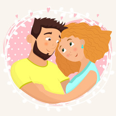 Man and woman in love. St. Valentine's day cartoon vector illustration.