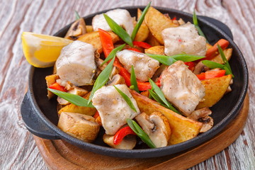 Fried potatoes with mushrooms