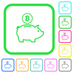 Bitcoin piggy bank vivid colored flat icons