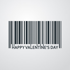 Icono plano codigo de barras HAPPY VALENTINES DAY en fondo degradado