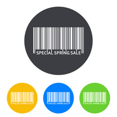 Icono plano codigo de barras SPECIAL SPRING SALE en circulo varios colores