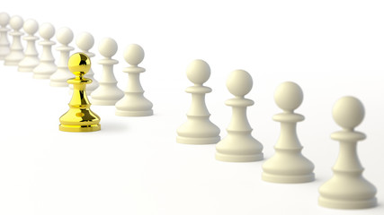 Leadership, Gold Pawn of Chess, Standing out from the Crowd of White Pawns