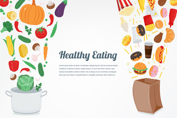Healthy Lifestyle concept. Choose what you eat. Vector