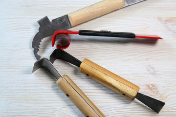 Tools for beekeeping and honey accessories. Beekeeping equipment, a set off new tools. Various beekeeping equipment.