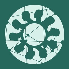 Social networking people conceptual design. Human communication simple icons model. Molecule and communication texture. Connected lines with dots