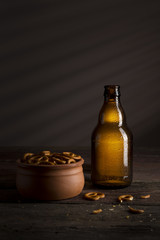 Snacks and a bottle of beer