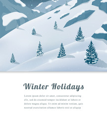Fototapeta premium Landscape with mountain peaks. Winter sport vacation and outdoor recreation. Vector