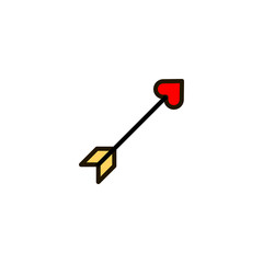 Outline cupid arrow icon isolated on white background. Valentines day symbol for website design, mobile application, ui. Editable stroke. Vector illustration. Eps10.