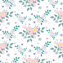 Fashionable pattern in small flowers. Floral seamless background for textiles, fabrics, covers, wallpapers, print, gift wrapping and scrapbooking. Raster copy.