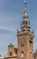 Fototapeta na wymiar Tower of the historic Speeltoren building in Monnickendam