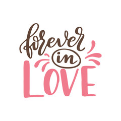 Hand drawn poster with love elements. Brush calligraphy. Happe Valentines Day. Vector illustration