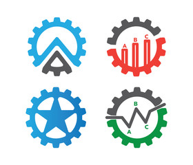 vector set of gear logo, finance, star gear, line chart, stock exchanges, business economy