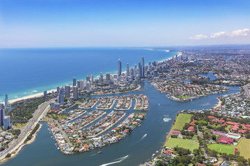 Sunny aerial view of the Gold Coast, Queensland