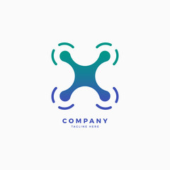 Drone X Letter Logo Design Template