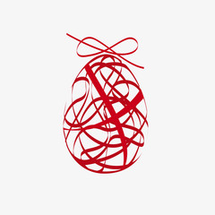 A gift for easter. Vector scrawl of box with bow. Abstract shape of egg
